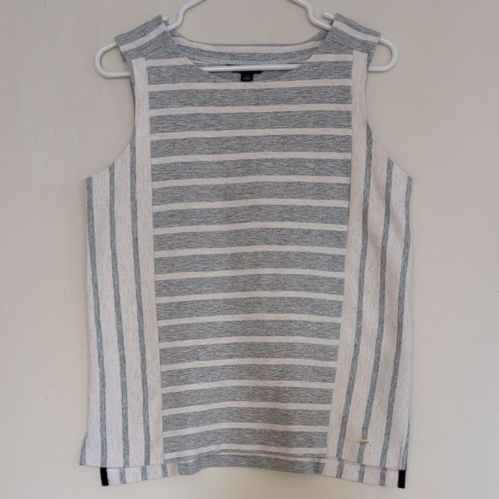 Tommy Hilfiger Striped Sleeveless Tank Top Gray White - Size L